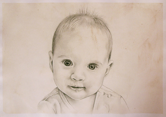 Babyportraitzeichnung Babyportrait vom Foto Karin Scholz