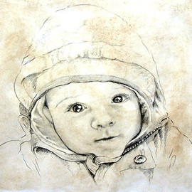 Portrait vom Foto, Baby-Portraitzeichnung, Karin Scholz, Portraitzeichnung 2